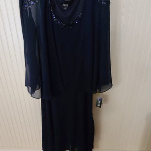 SLNY (2) Piece Embellished Sleeveless Dress with Long Sleeve Jacket